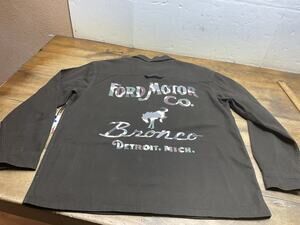Ford Bronco Road Trip Jacket Men Large Brown Button Front Canvas Coat NWT
